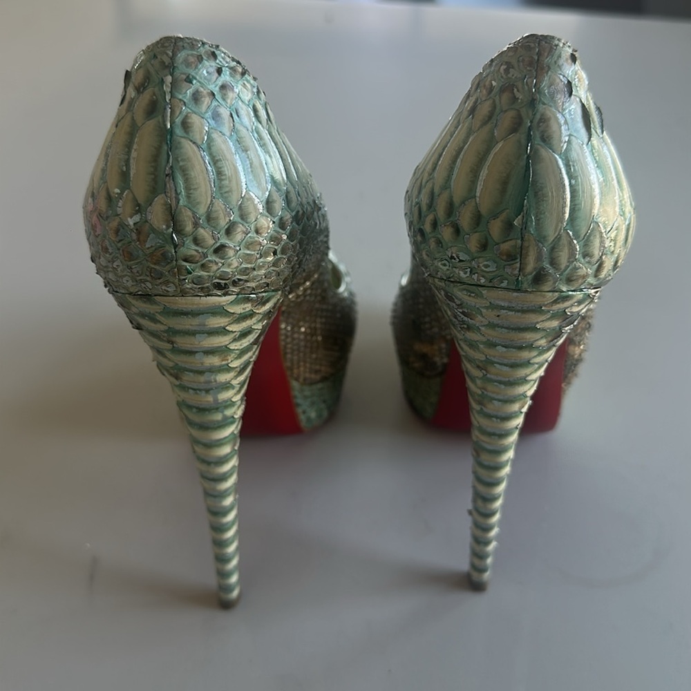 Python Metallic Green Gold Christian Louboutin La… - image 4
